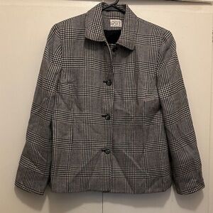 LOFT Women's Classic Black and White Checkered Blazer